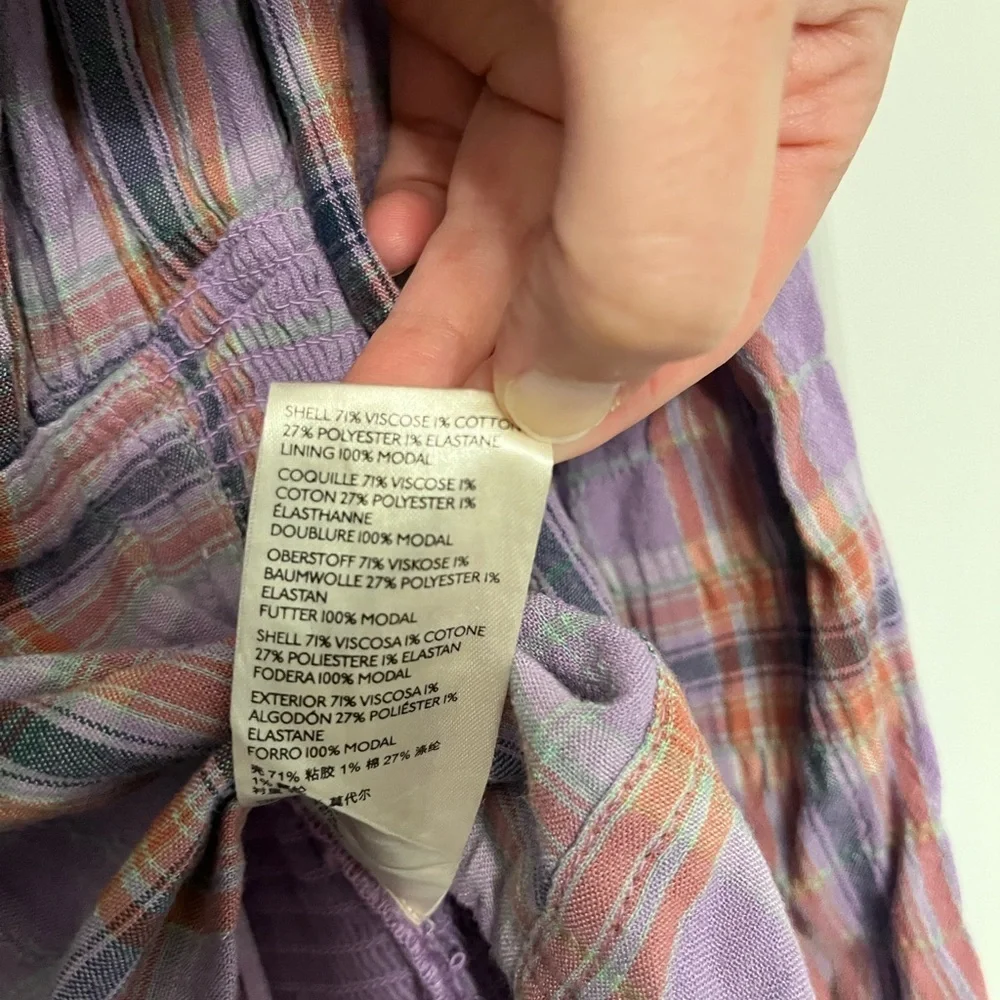 Free People Cherry Bomb cropped purple madras corset top size small petite SP - Picture 6 of 15